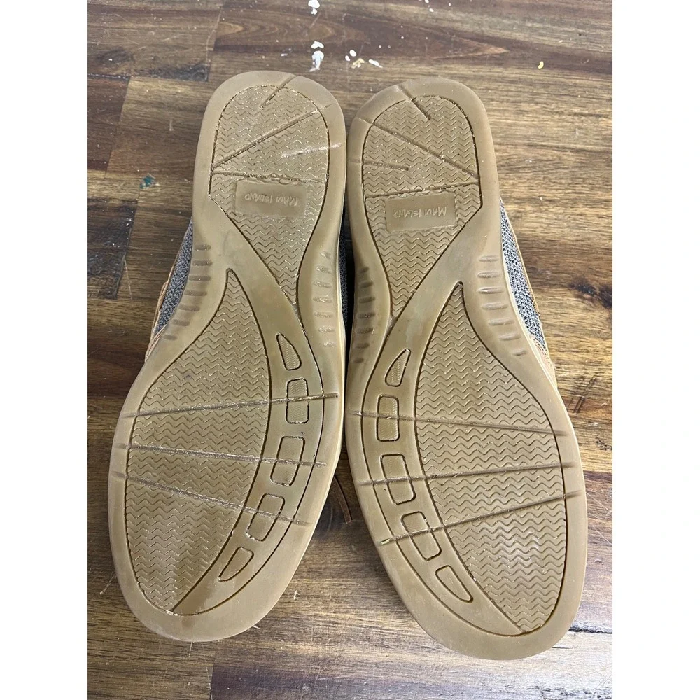 Maui Island Marlin Mens Tan Leather Mesh Boat Shoes Loafers Size 9M 747032